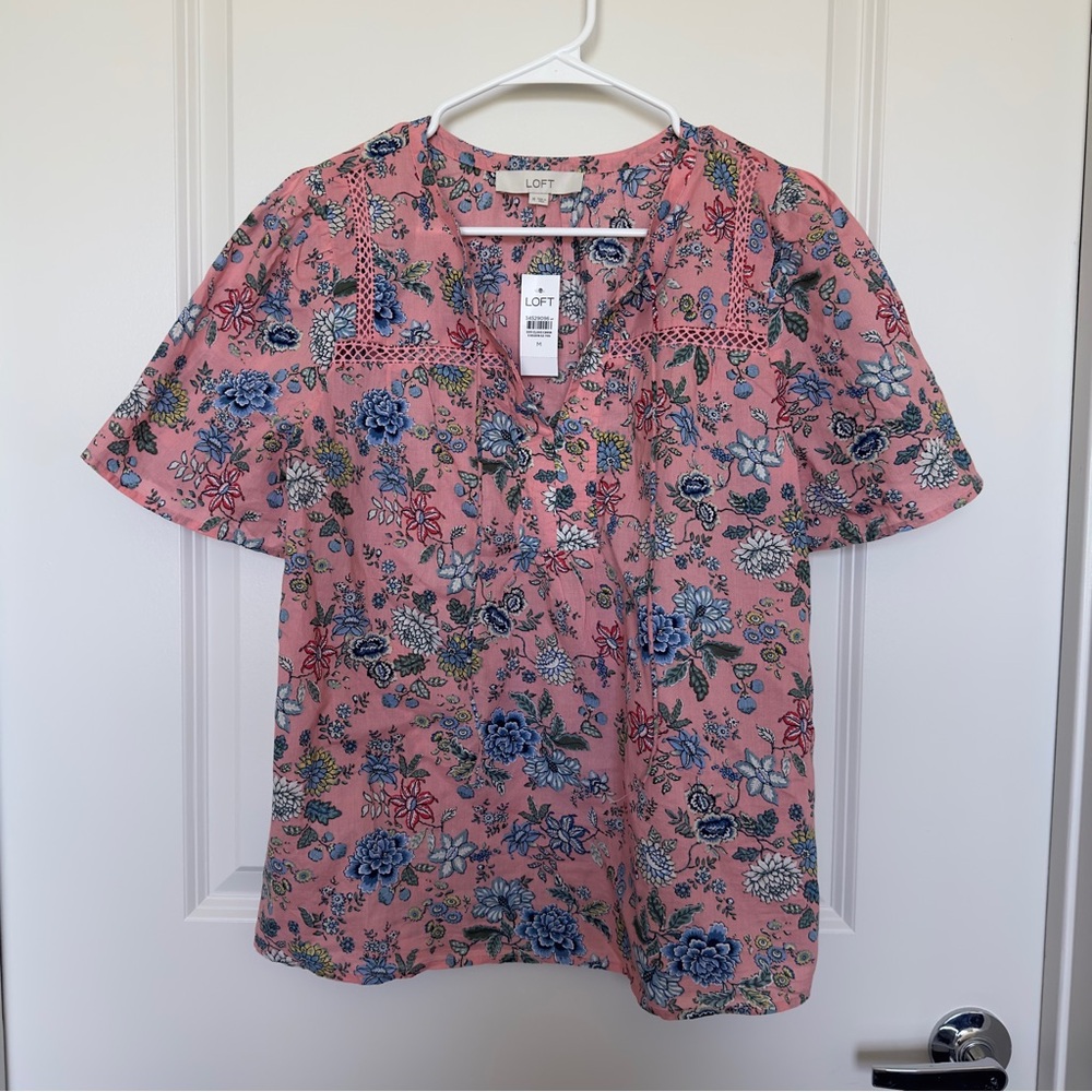 NWT Loft Pink Floral Blouse